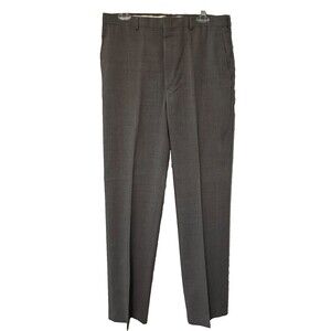 Stafford Mens Gray Flat Front Straight Leg Wool Blend Dress Pant Size 34X33
